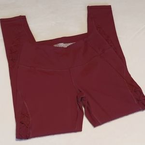 VS Sport Maroon Knockout Legging Tights with Mesh Detail NWOT